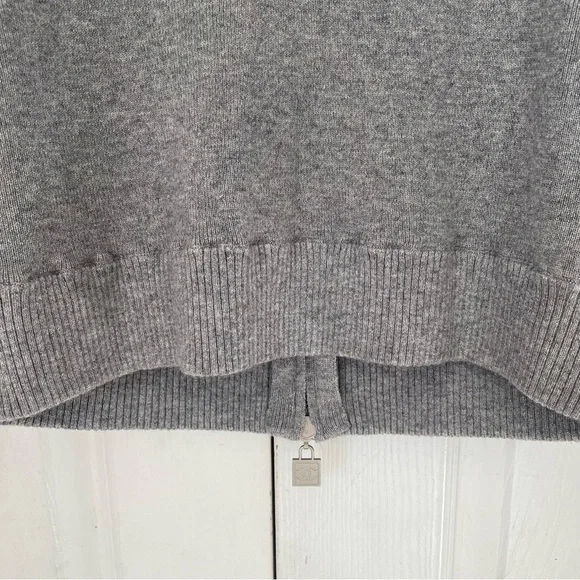 CHANEL 100% Wool Grey Zip Up Logo Sweater Jacket Small - Picture 7 of 10